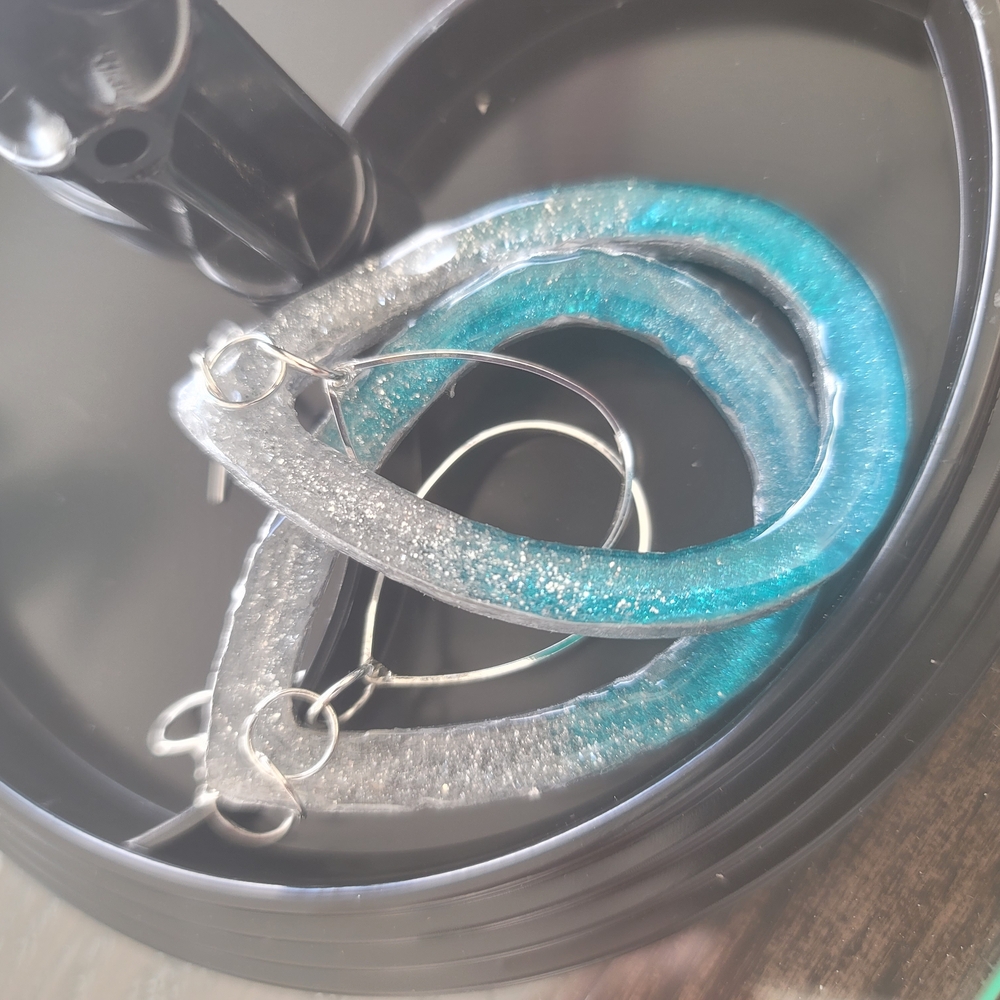 Mother's Day Special Silver and Blue Hoop Earrings